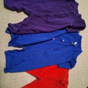 Purple And Royal Blue Baby Rompers & A Pair Of Red Pants